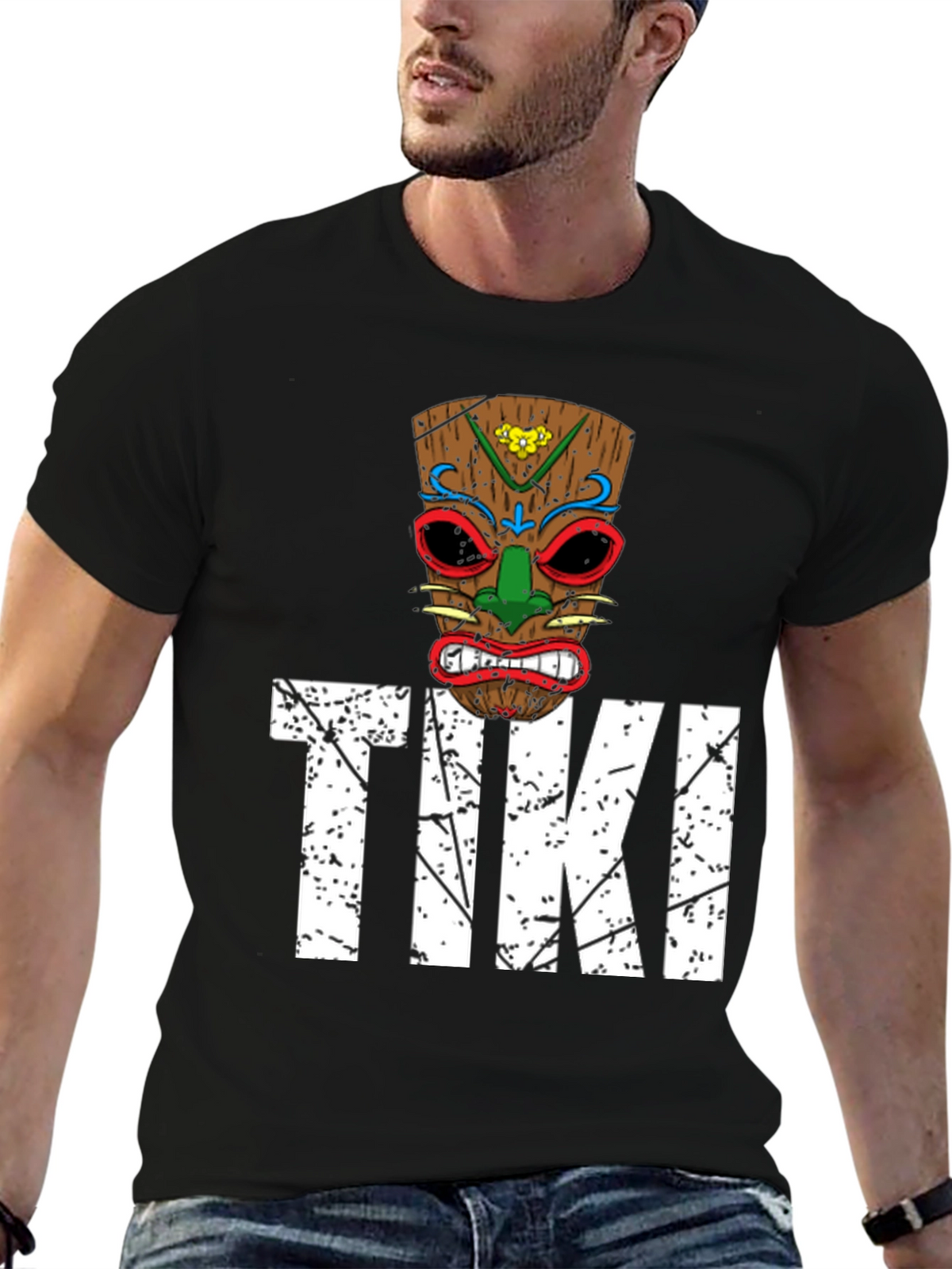 Mens Tiki Graphic T-Shirt