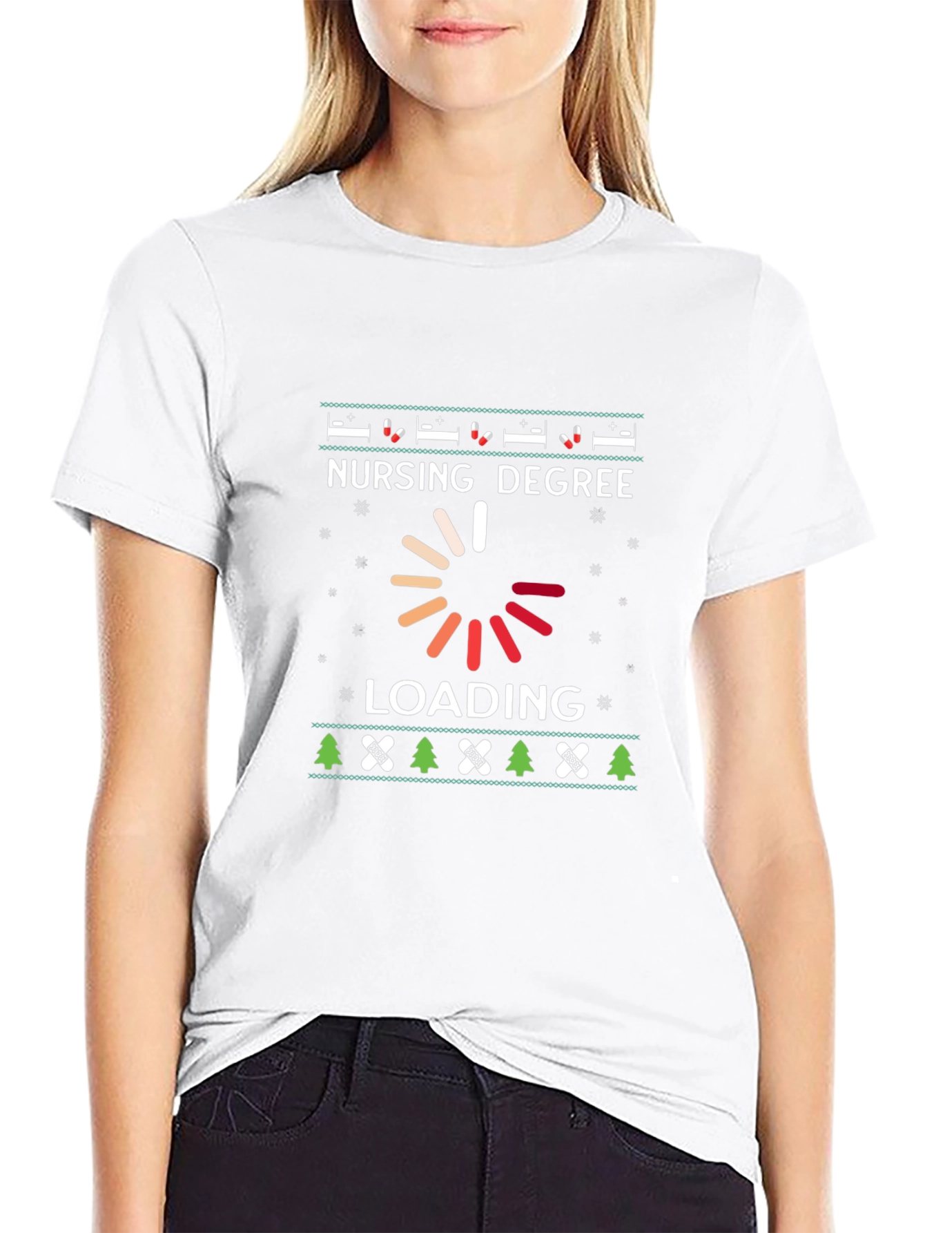 Nursing Degree Loading T-Shirt Ugly Christmas Sweater Style