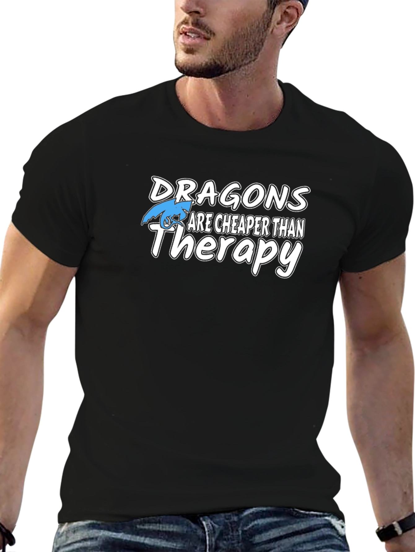 Dragons Are Cheaper Than Therapy Black T-Shirt