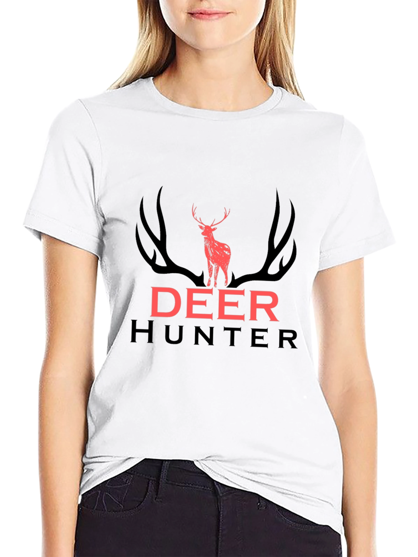 Deer Hunter Graphic Tee - Black Cotton T-Shirt