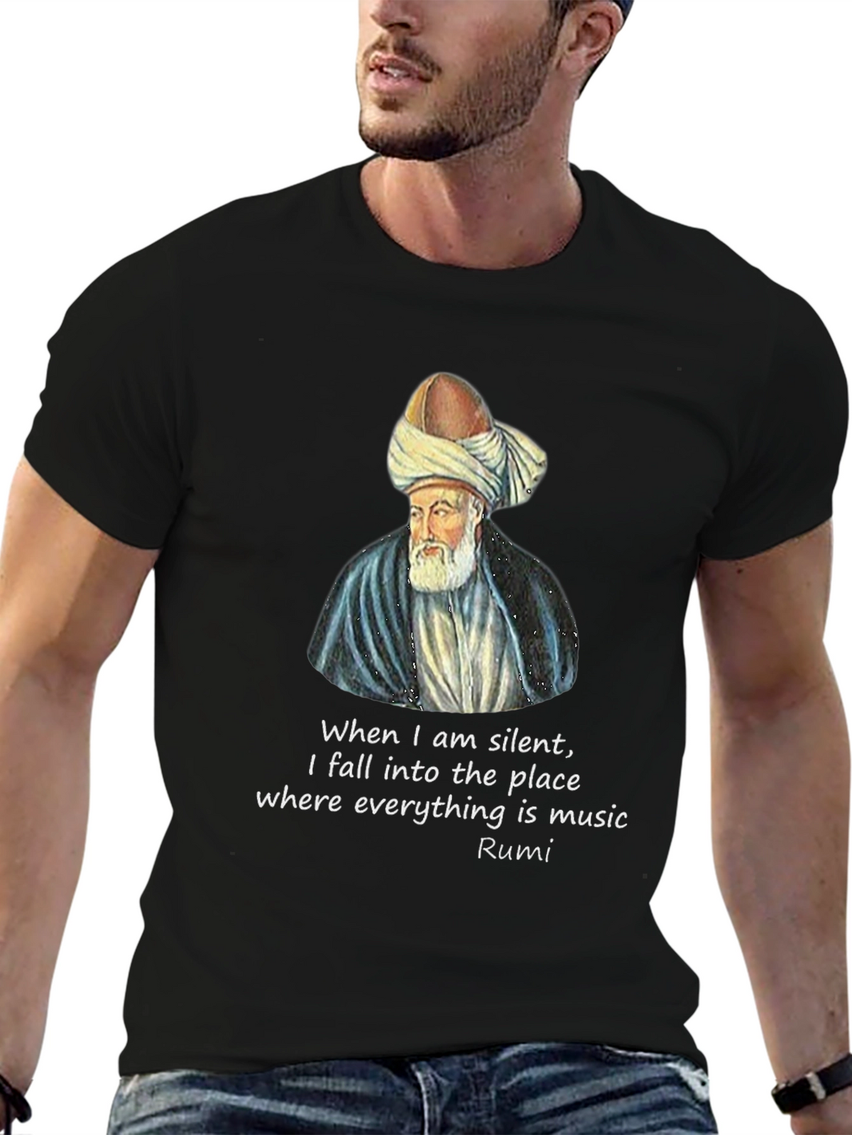 Rumi Quote T-Shirt - Music of Silence Graphic Tee