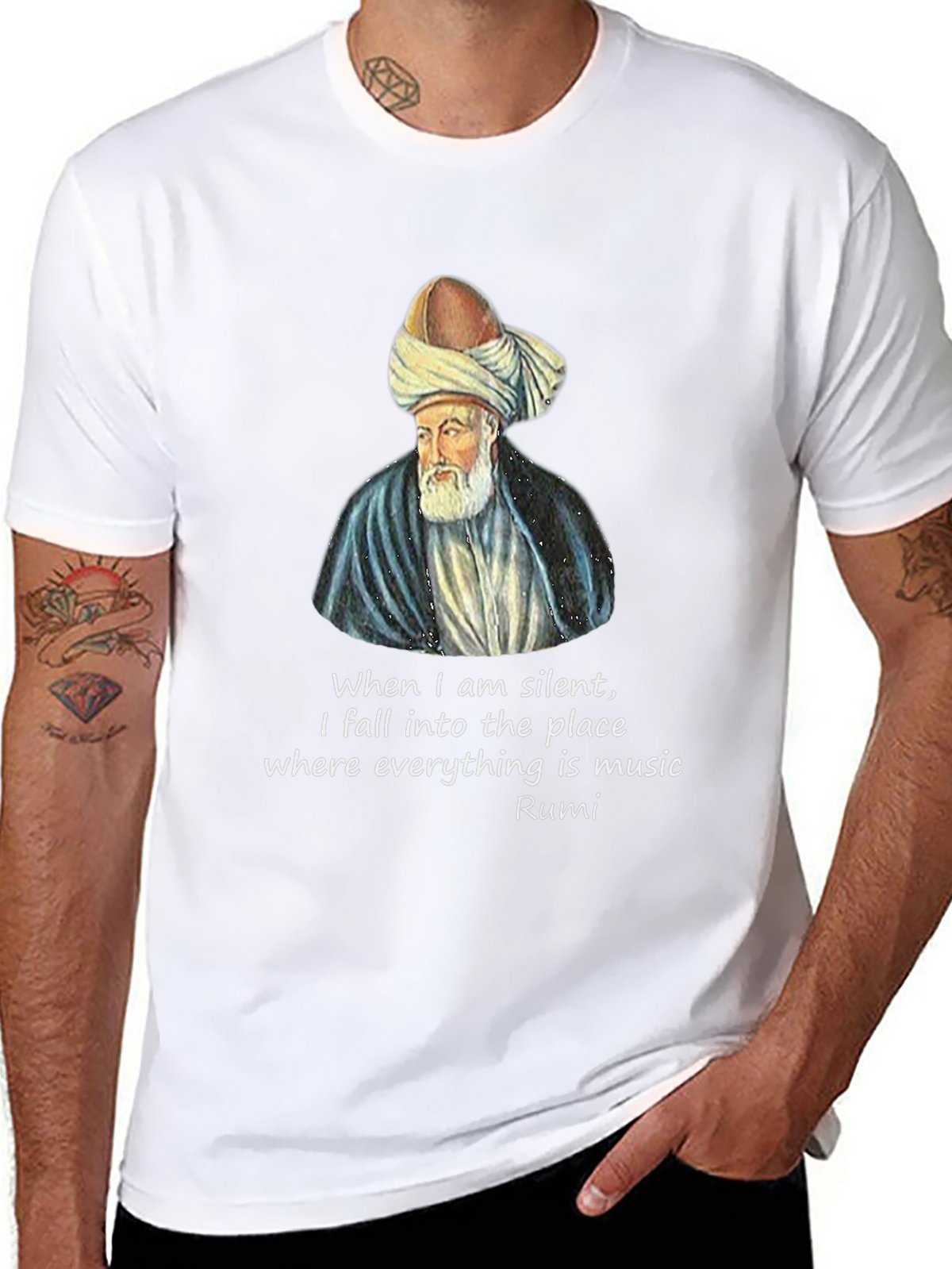Rumi Quote T-Shirt - Music of Silence Graphic Tee