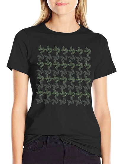 Leaf Pattern Black T-Shirt