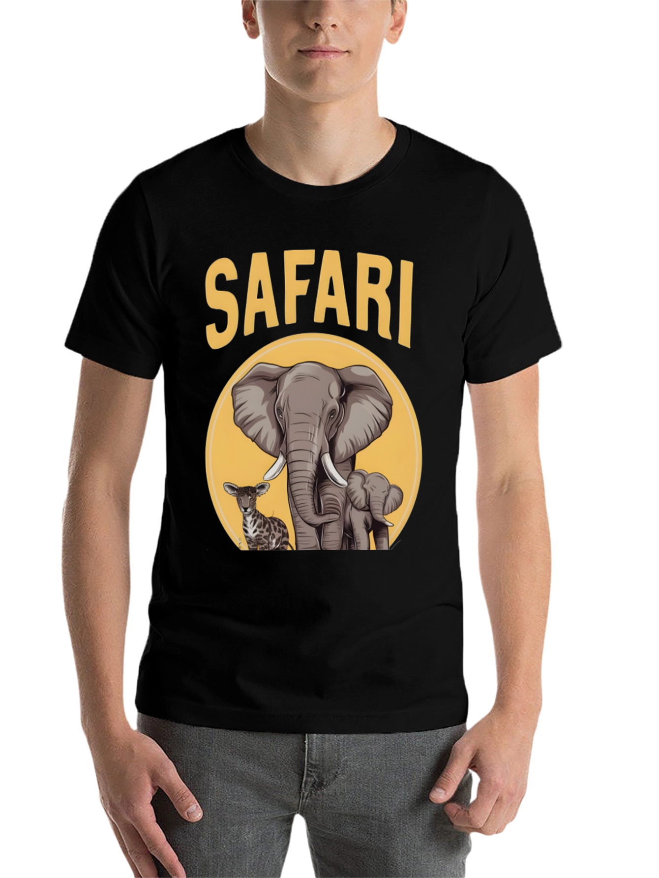 Safari T-Shirt with Elephants and Antelope