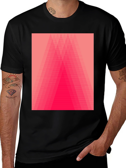 Geometric Pink Gradient Graphic Black T-Shirt