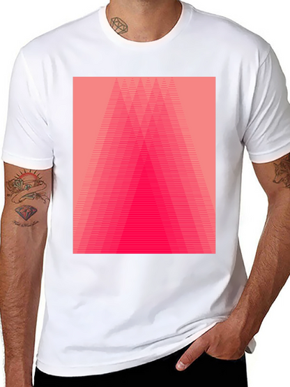 Geometric Pink Gradient Graphic Black T-Shirt
