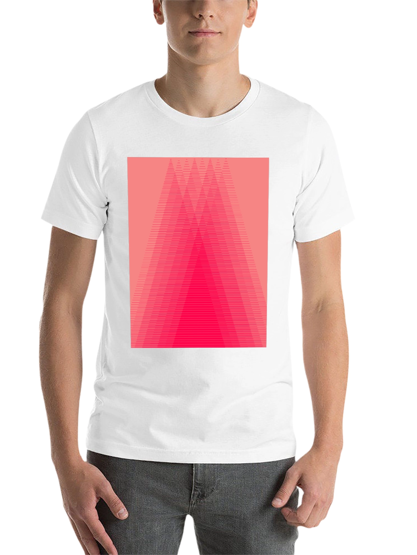 Geometric Pink Gradient Graphic Black T-Shirt