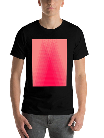 Geometric Pink Gradient Graphic Black T-Shirt