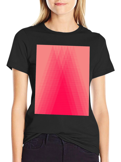 Geometric Pink Gradient Graphic Black T-Shirt