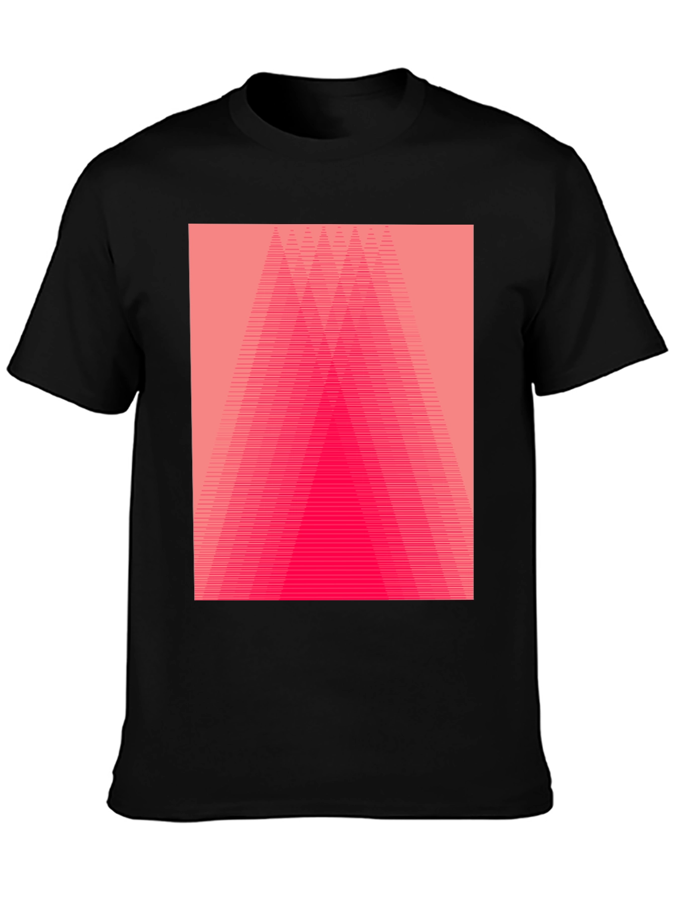 Geometric Pink Gradient Graphic Black T-Shirt