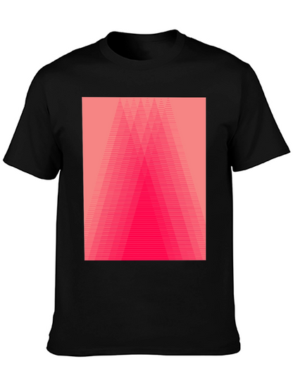 Geometric Pink Gradient Graphic Black T-Shirt