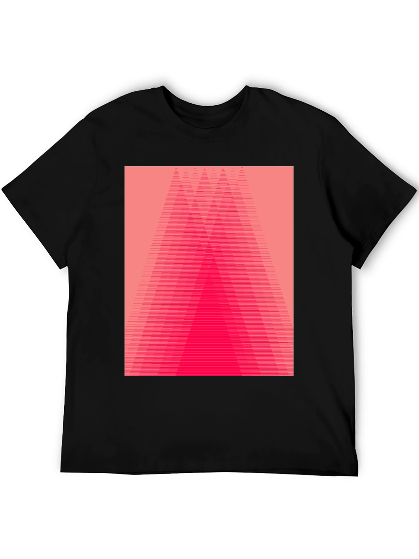 Geometric Pink Gradient Graphic Black T-Shirt