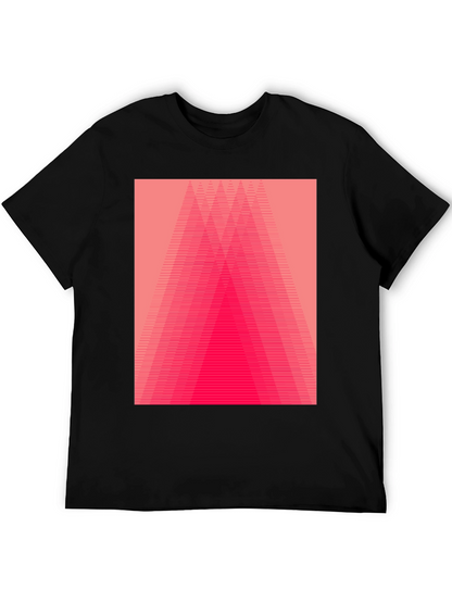 Geometric Pink Gradient Graphic Black T-Shirt