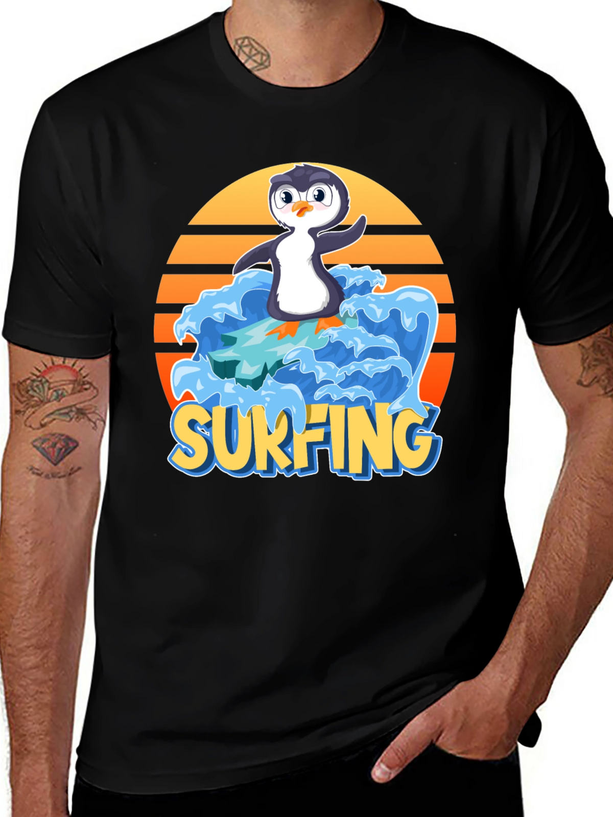 Surfing Penguin Graphic Tee
