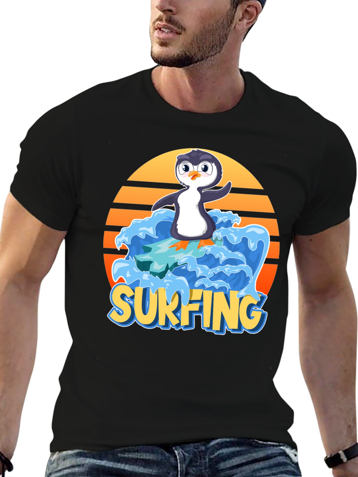 Surfing Penguin Graphic Tee