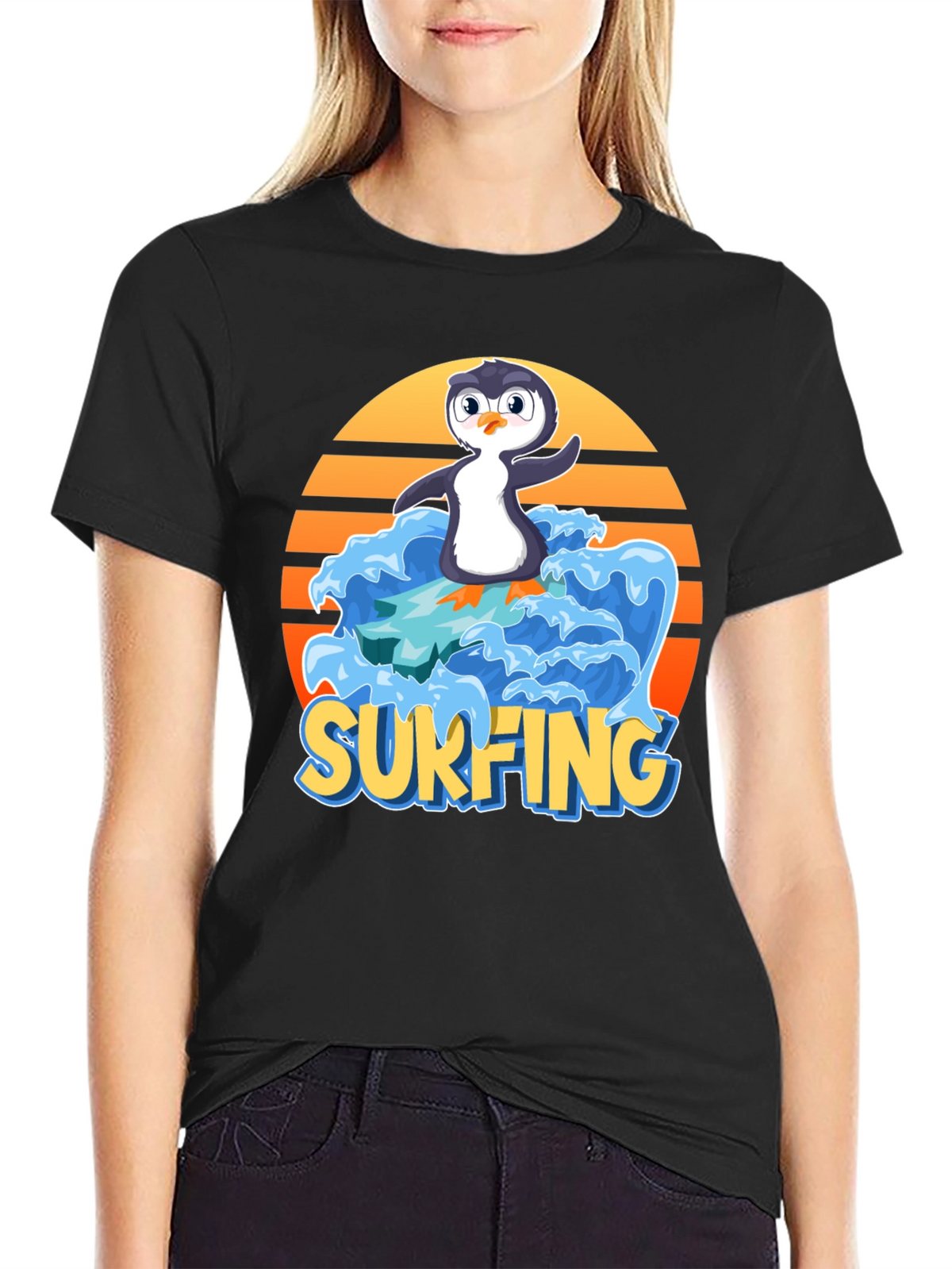 Surfing Penguin Graphic Tee