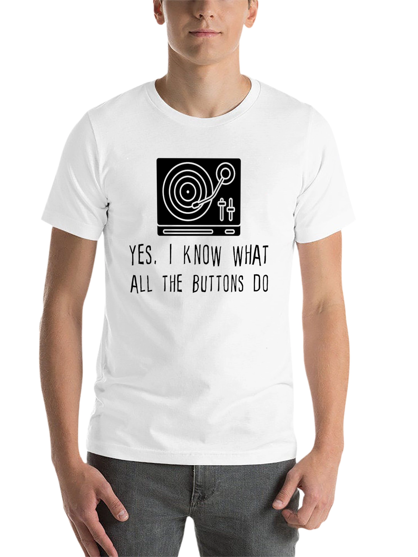 DJ Turntable Graphic Tee - I Know The Buttons