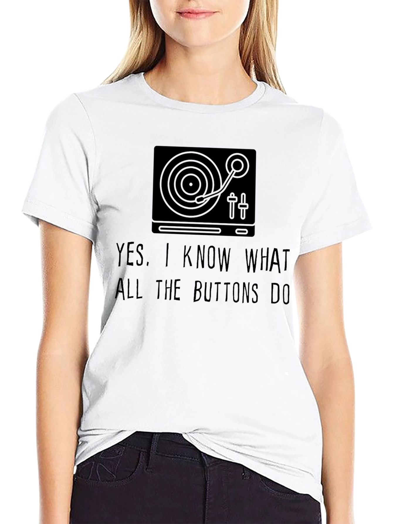 DJ Turntable Graphic Tee - I Know The Buttons