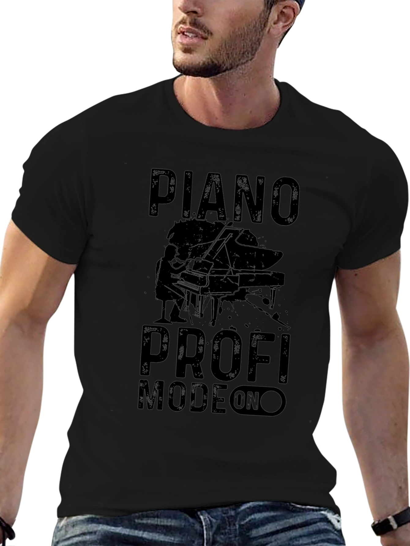 Piano Profi Mode On Black T-Shirt