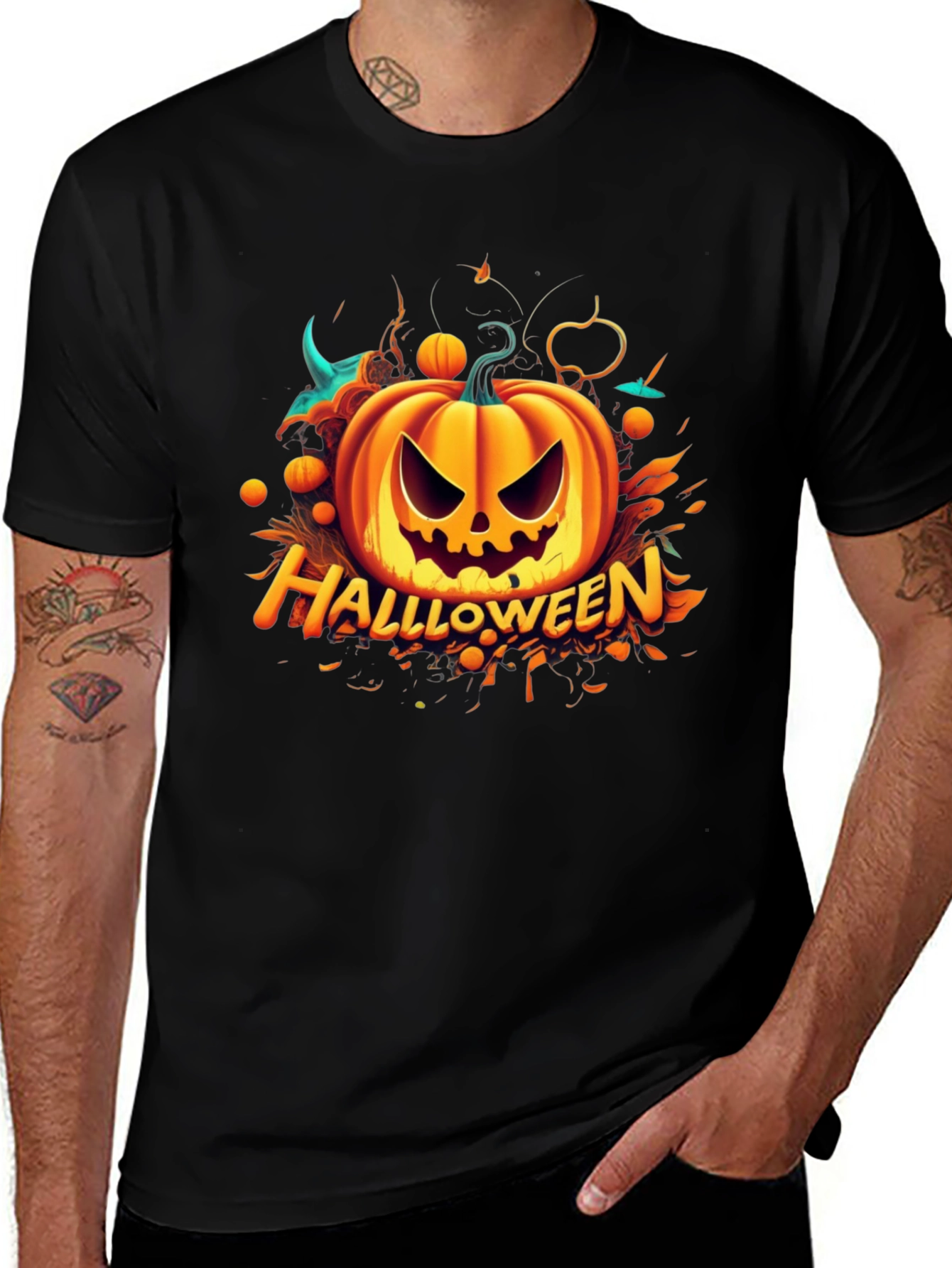 Halloween Pumpkin Graphic T-Shirt - Spooky Season Apparel