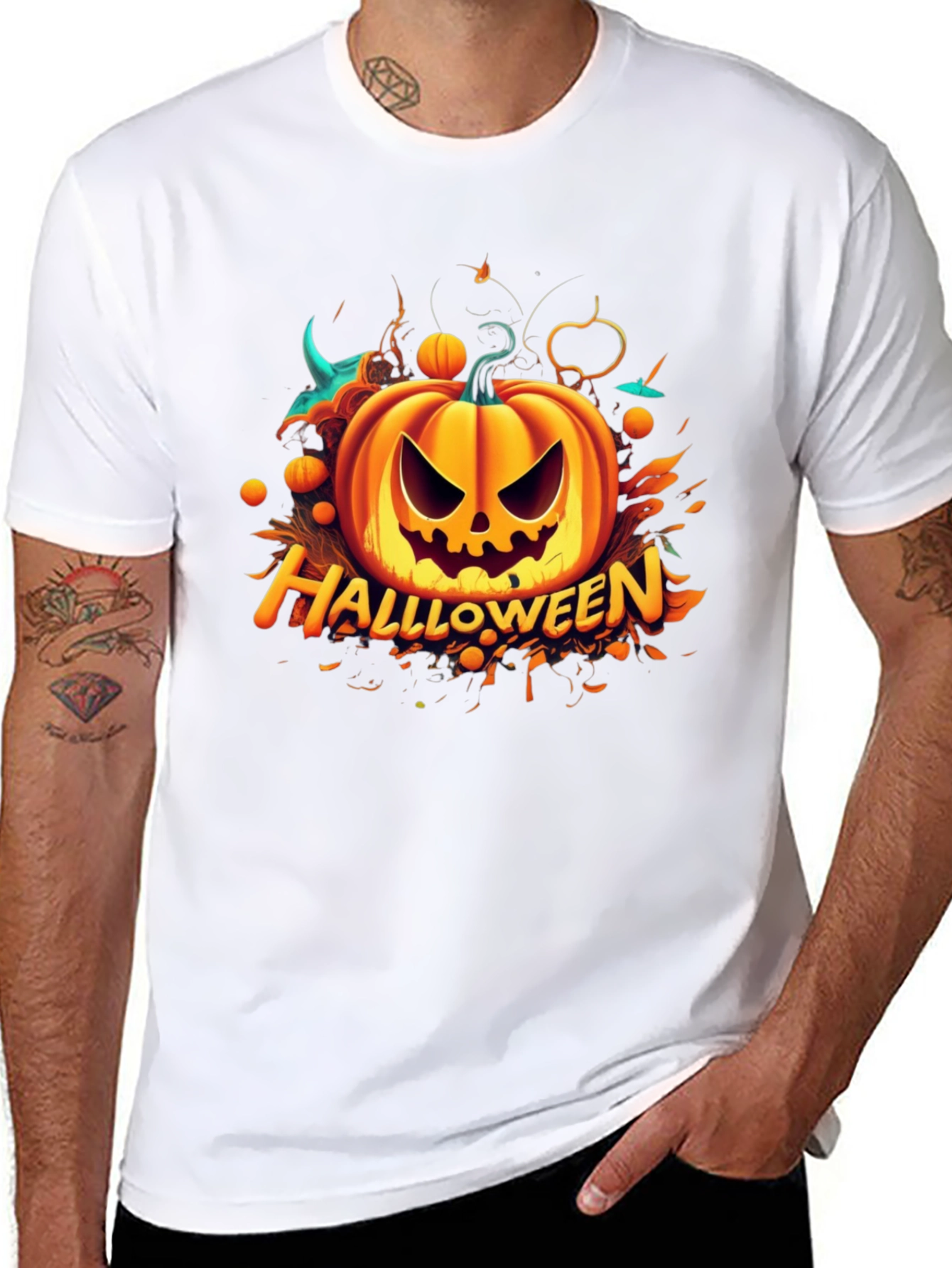 Halloween Pumpkin Graphic T-Shirt - Spooky Season Apparel