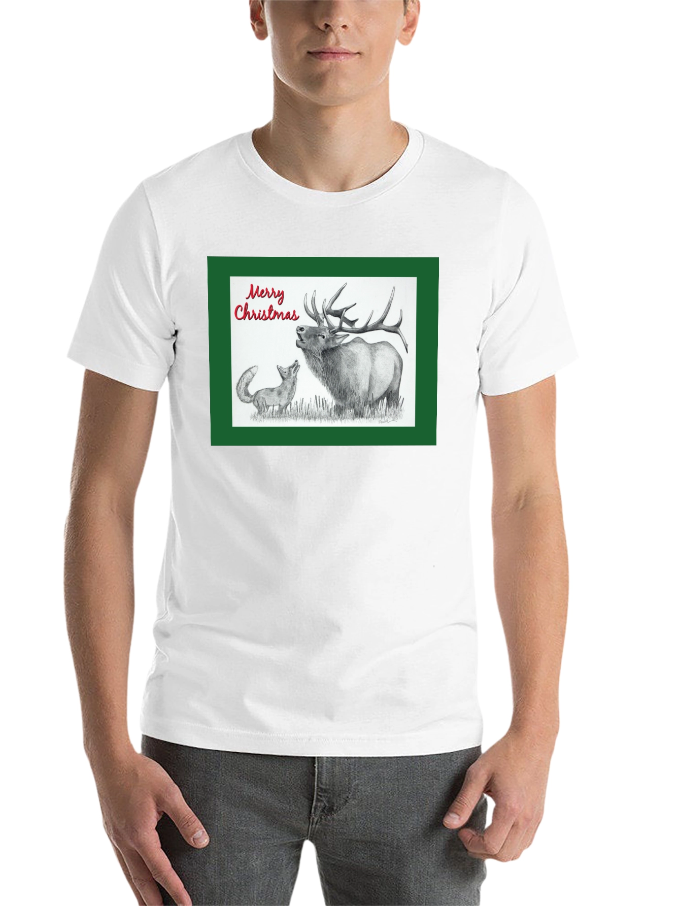 Christmas Elk & Fox Graphic Tee