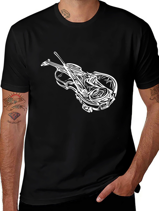 Abstract Violin Graphic Tee - Black
