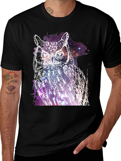 Cosmic Owl Graphic Tee - Mens Black T-Shirt