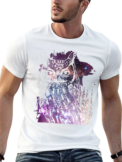 Cosmic Owl Graphic Tee - Mens Black T-Shirt