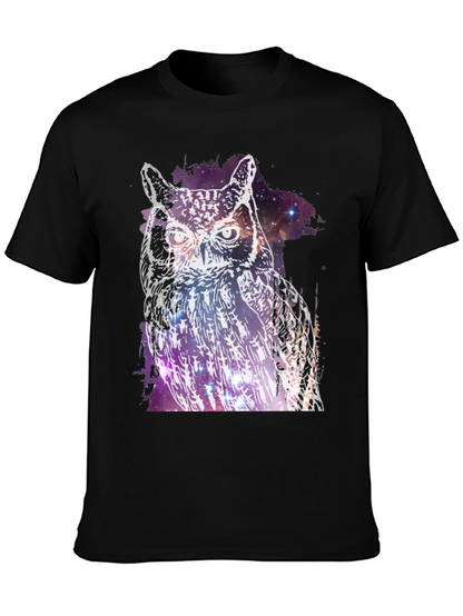Cosmic Owl Graphic Tee - Mens Black T-Shirt
