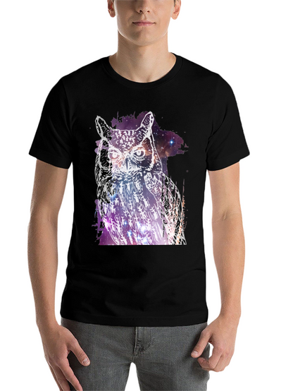 Cosmic Owl Graphic Tee - Mens Black T-Shirt