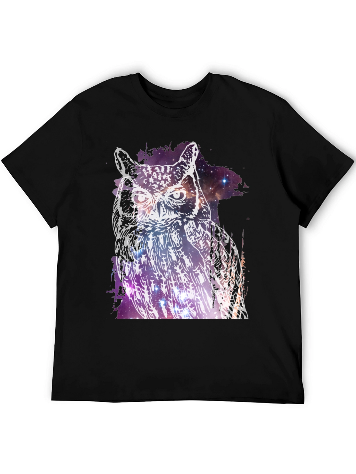 Cosmic Owl Graphic Tee - Mens Black T-Shirt