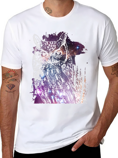 Cosmic Owl Graphic Tee - Mens Black T-Shirt