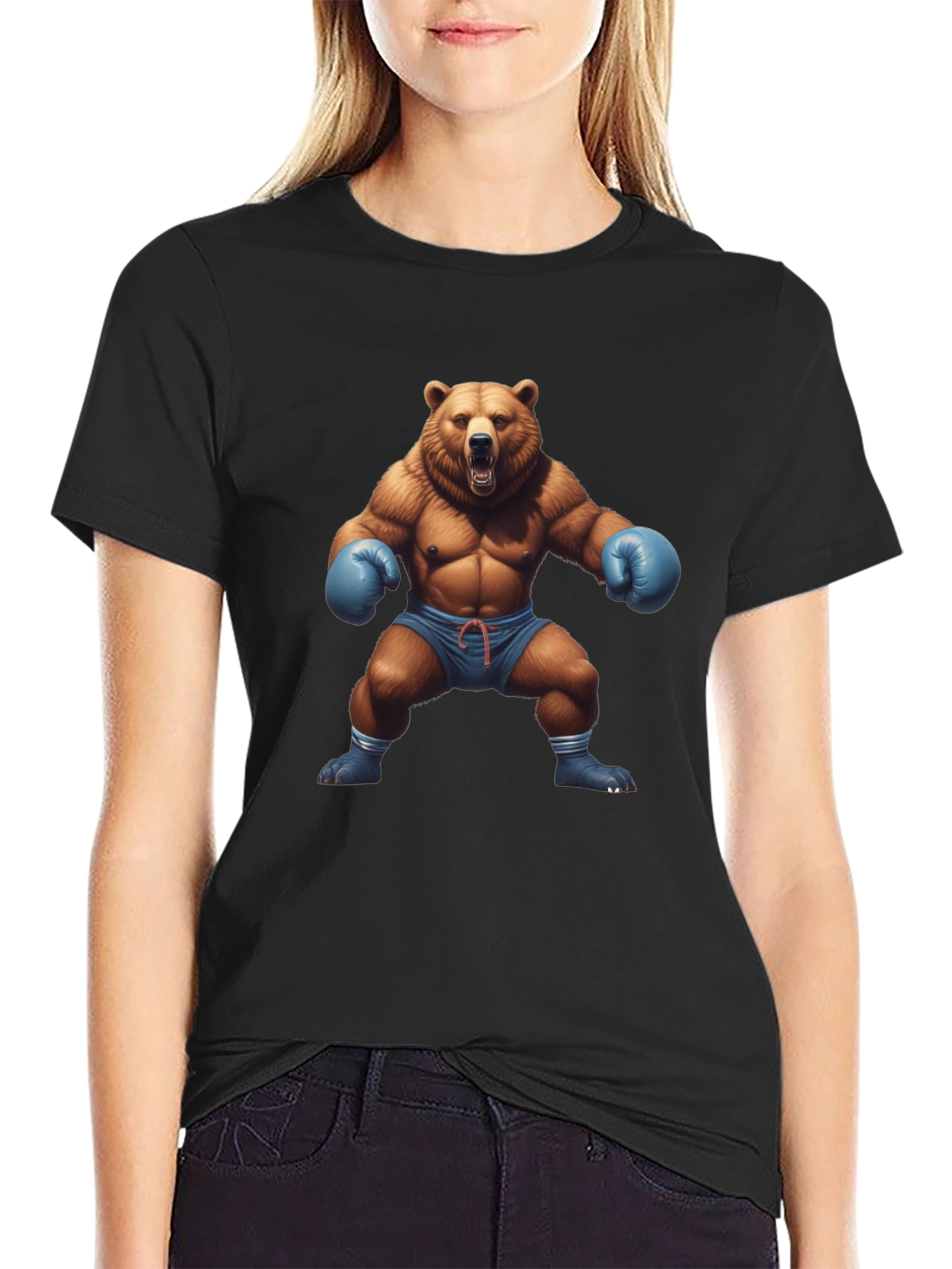 Bear Boxer Graphic Tee - Mens Black T-Shirt