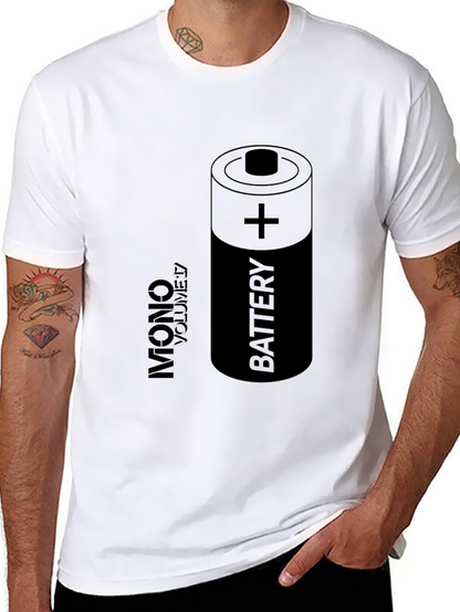 Battery Graphic Print Black T-Shirt