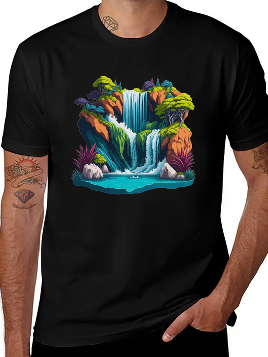 Waterfall Graphic Tee - Nature Scene Shirt