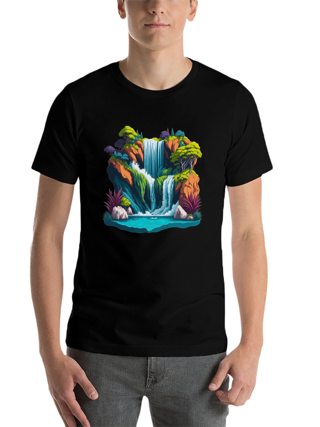 Waterfall Graphic Tee - Nature Scene Shirt
