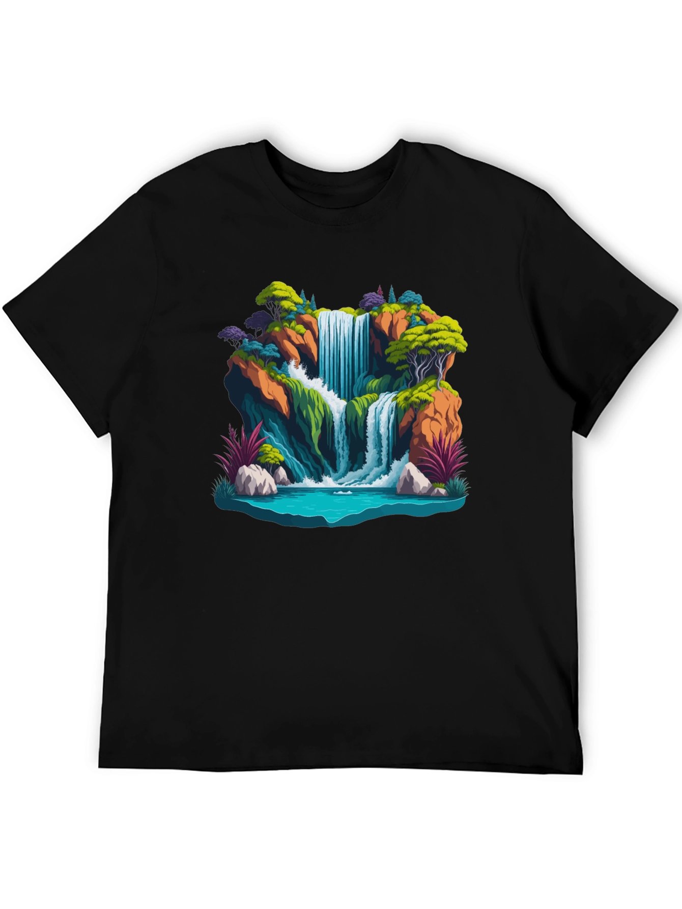 Waterfall Graphic Tee - Nature Scene Shirt