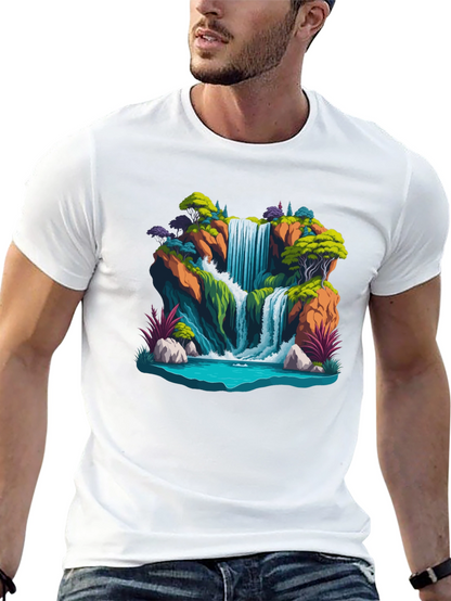 Waterfall Graphic Tee - Nature Scene Shirt