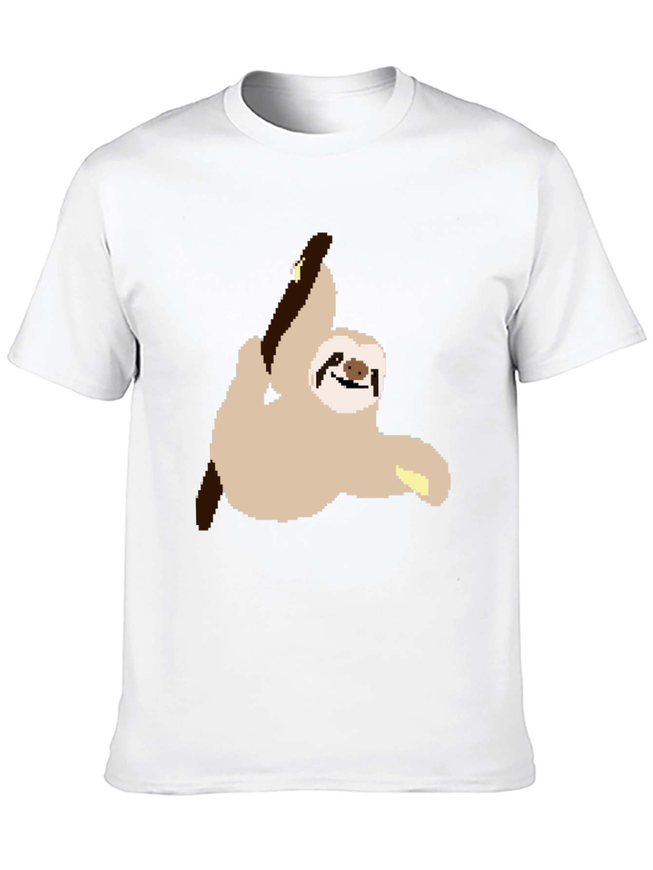 Pixel Sloth on Black T-Shirt