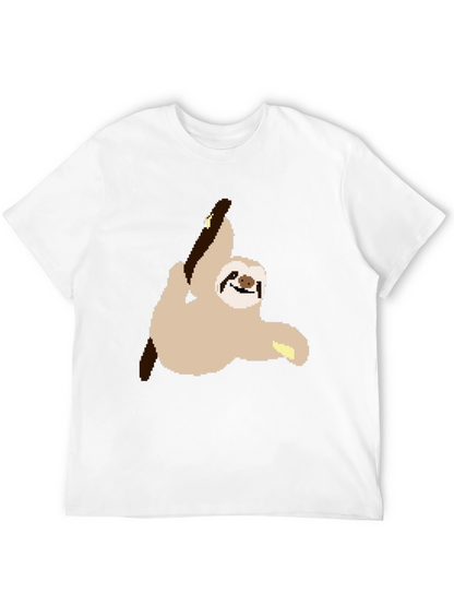 Pixel Sloth on Black T-Shirt