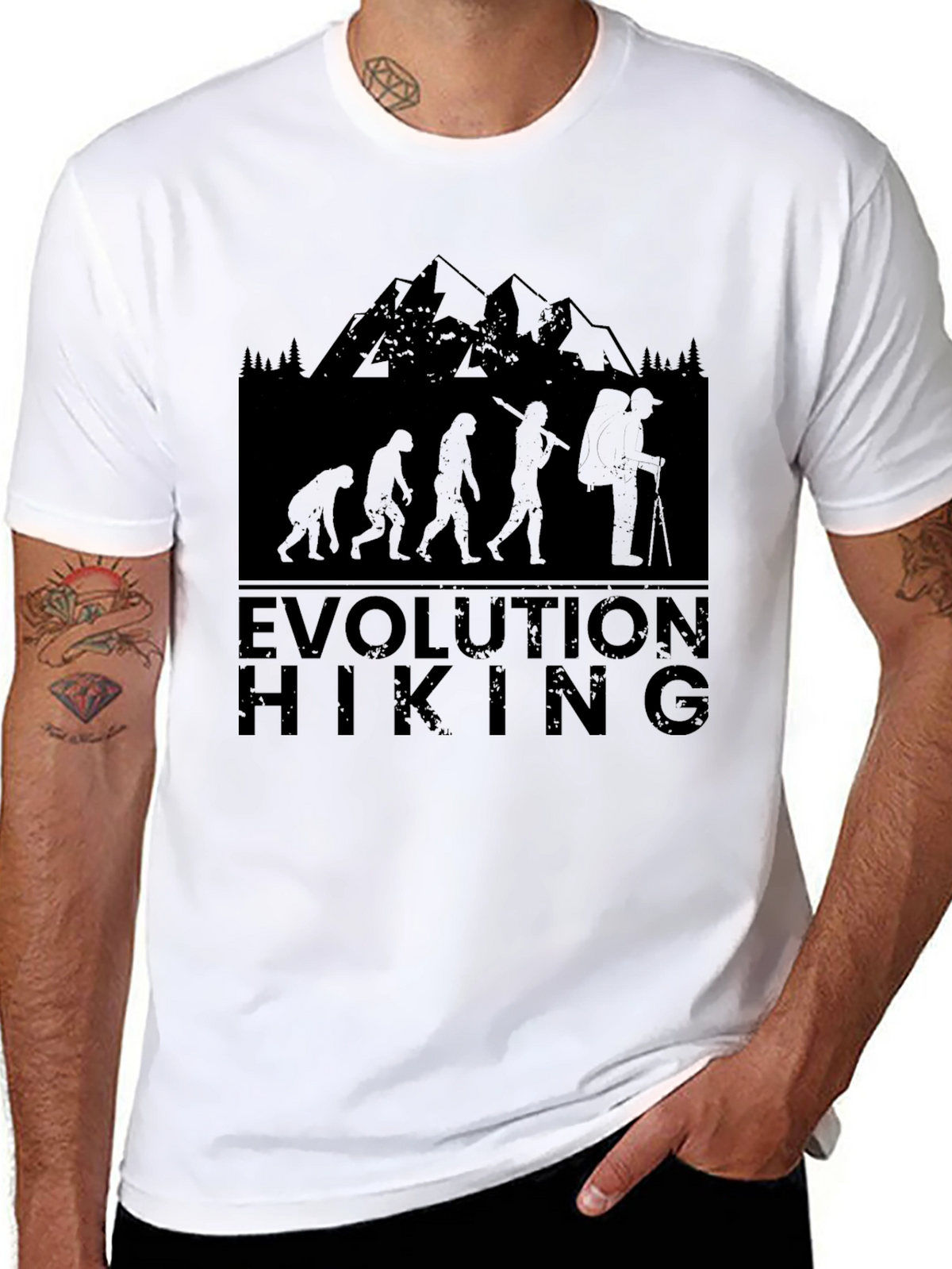 Evolution Hiking T-Shirt - Black Graphic Tee