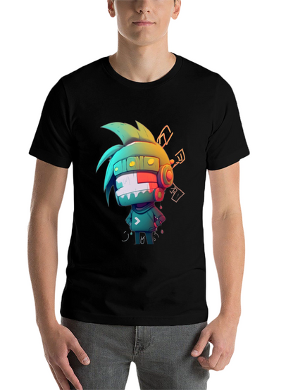 Cool Cartoon Graphic Tee - Black