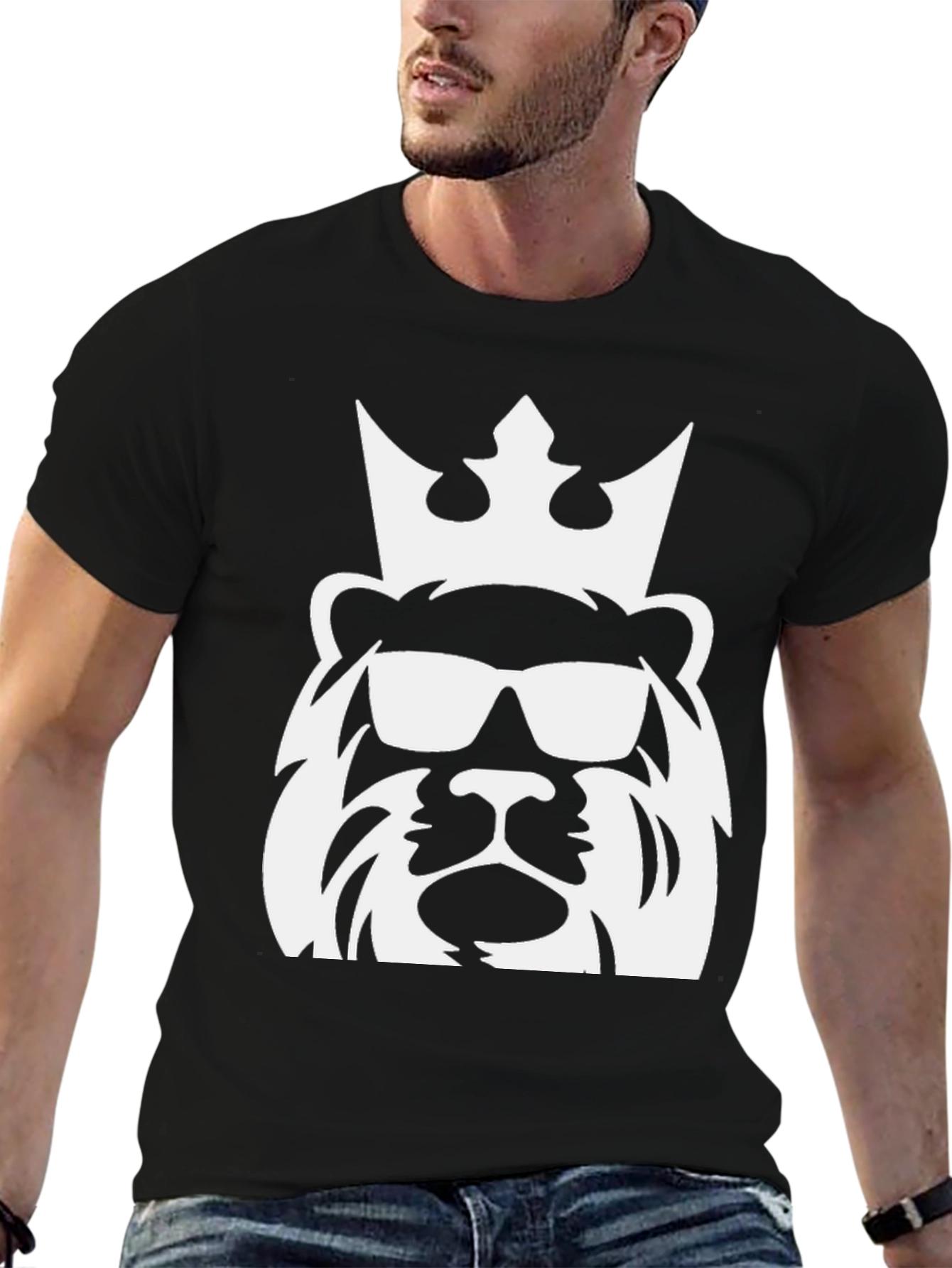 Cool Lion King Graphic Tee - Black