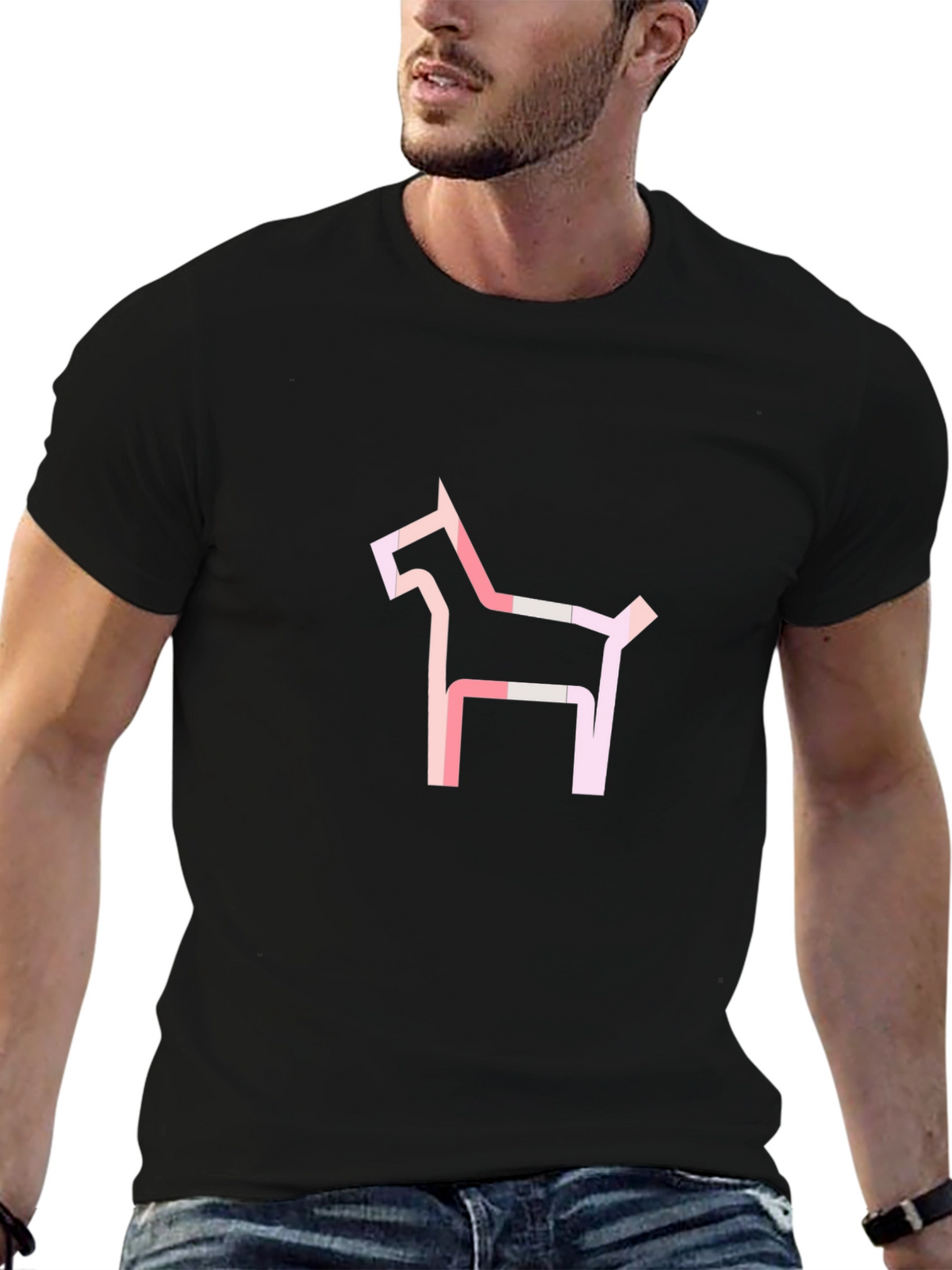 Abstract Dog Graphic Tee - Modern Black T-Shirt