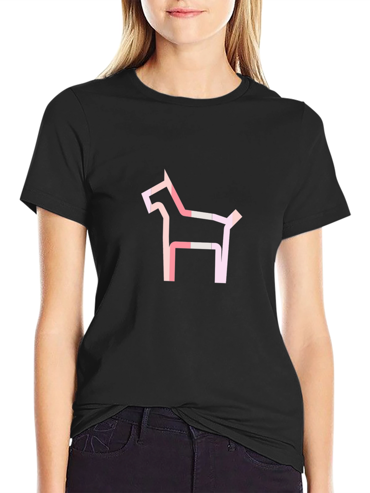 Abstract Dog Graphic Tee - Modern Black T-Shirt