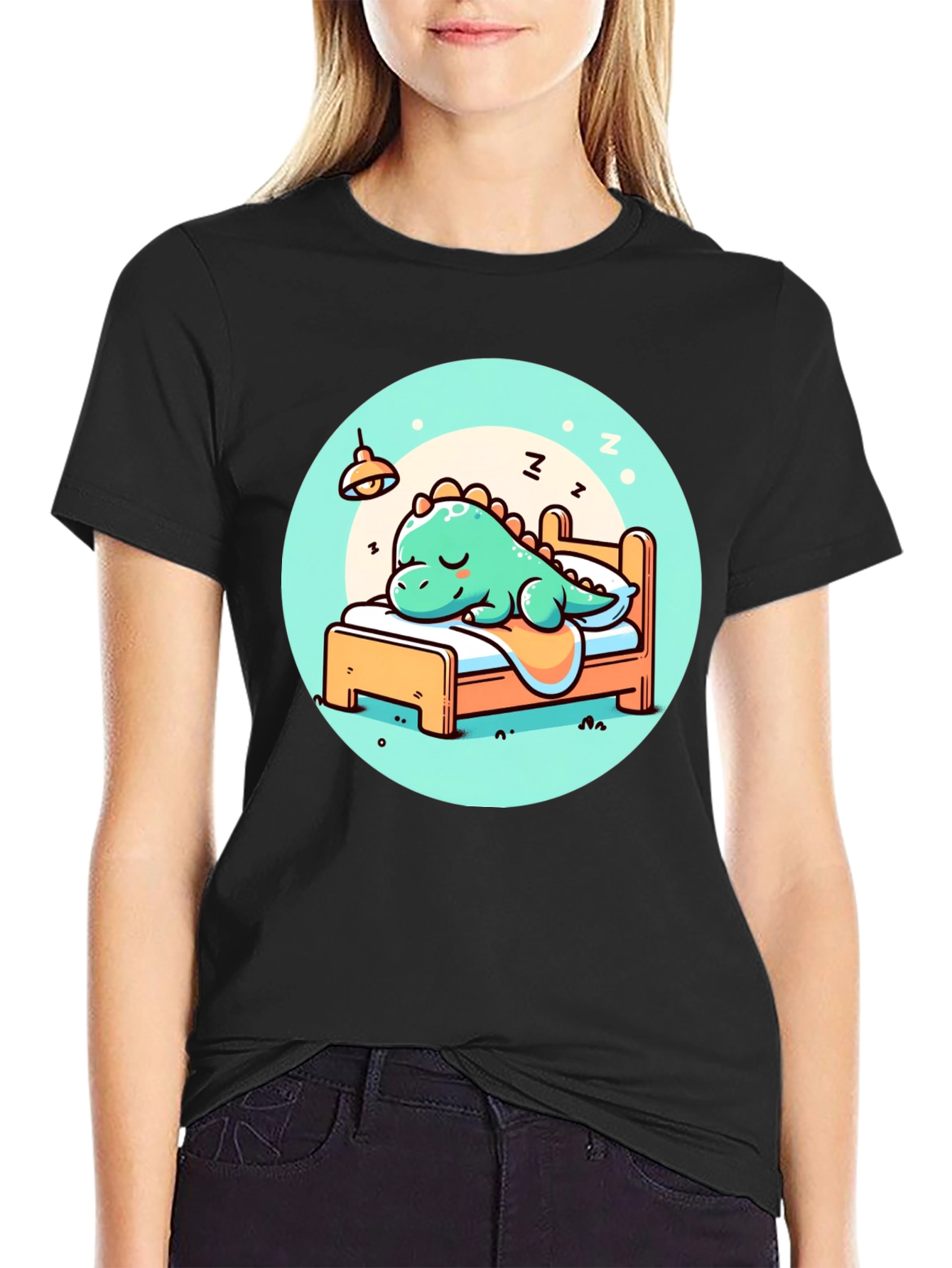Sleeping Dino Tee - Cute Cartoon Dinosaur T-Shirt