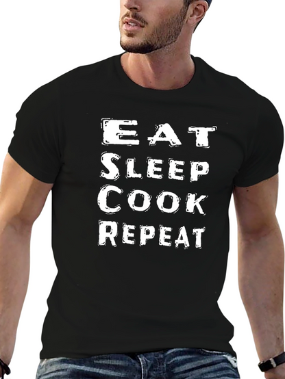 Eat Sleep Cook Repeat Black T-Shirt