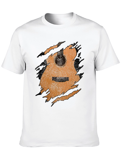Guitar Graphic Tee - Distressed Acoustic Design Musician Shirt