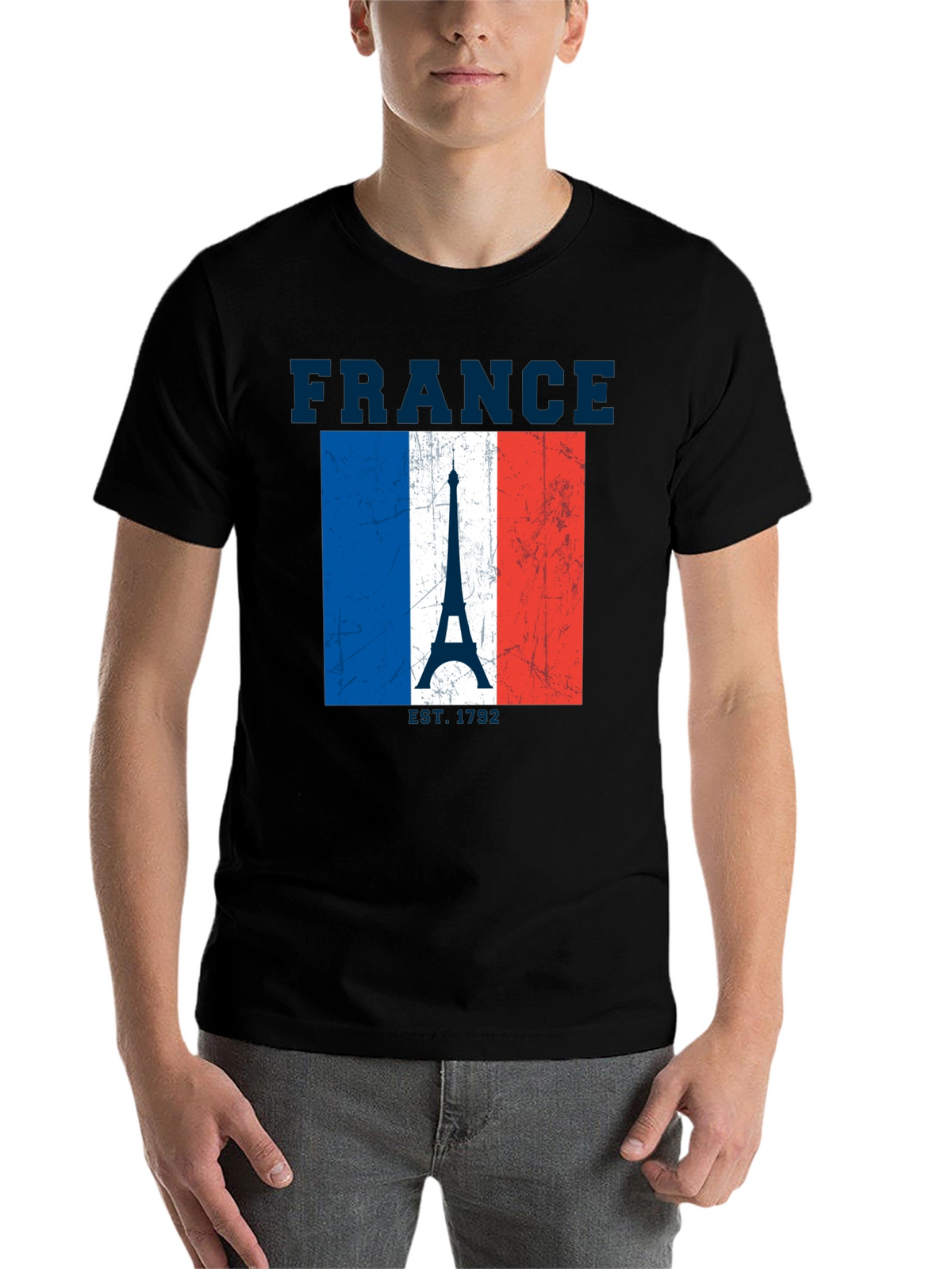 France Flag Eiffel Tower Graphic T-Shirt